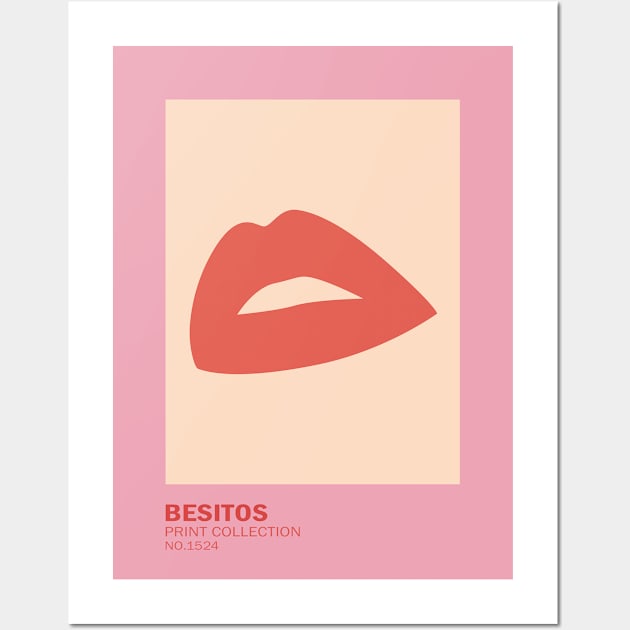 Besitos, Red lips, Kiss art print, Y2K, Retro poster, Fashion decor, Aesthetic art, Valentine's day Wall Art by KristinityArt